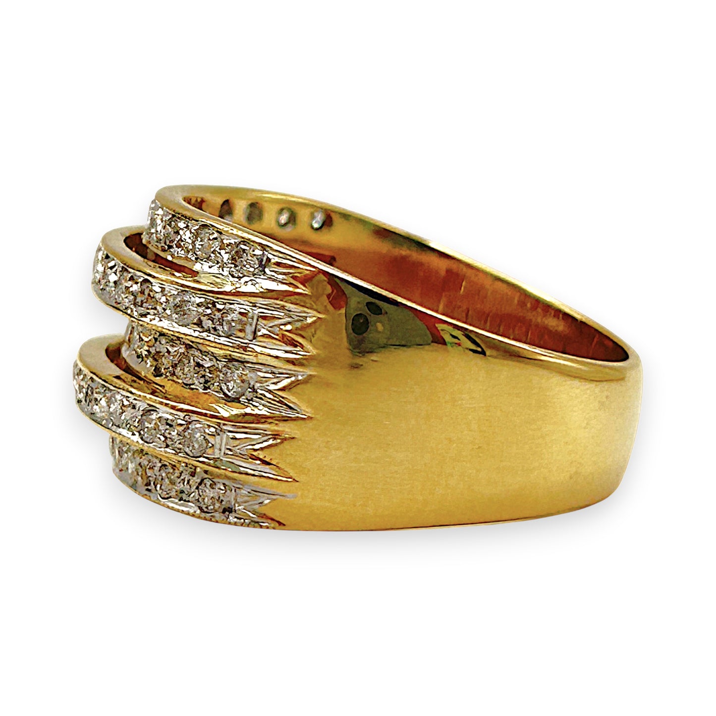 GOLD DEAL | 18kt Gold Multi‑Row Diamond Ring Valuation $6,890 TDW 0.710ct.