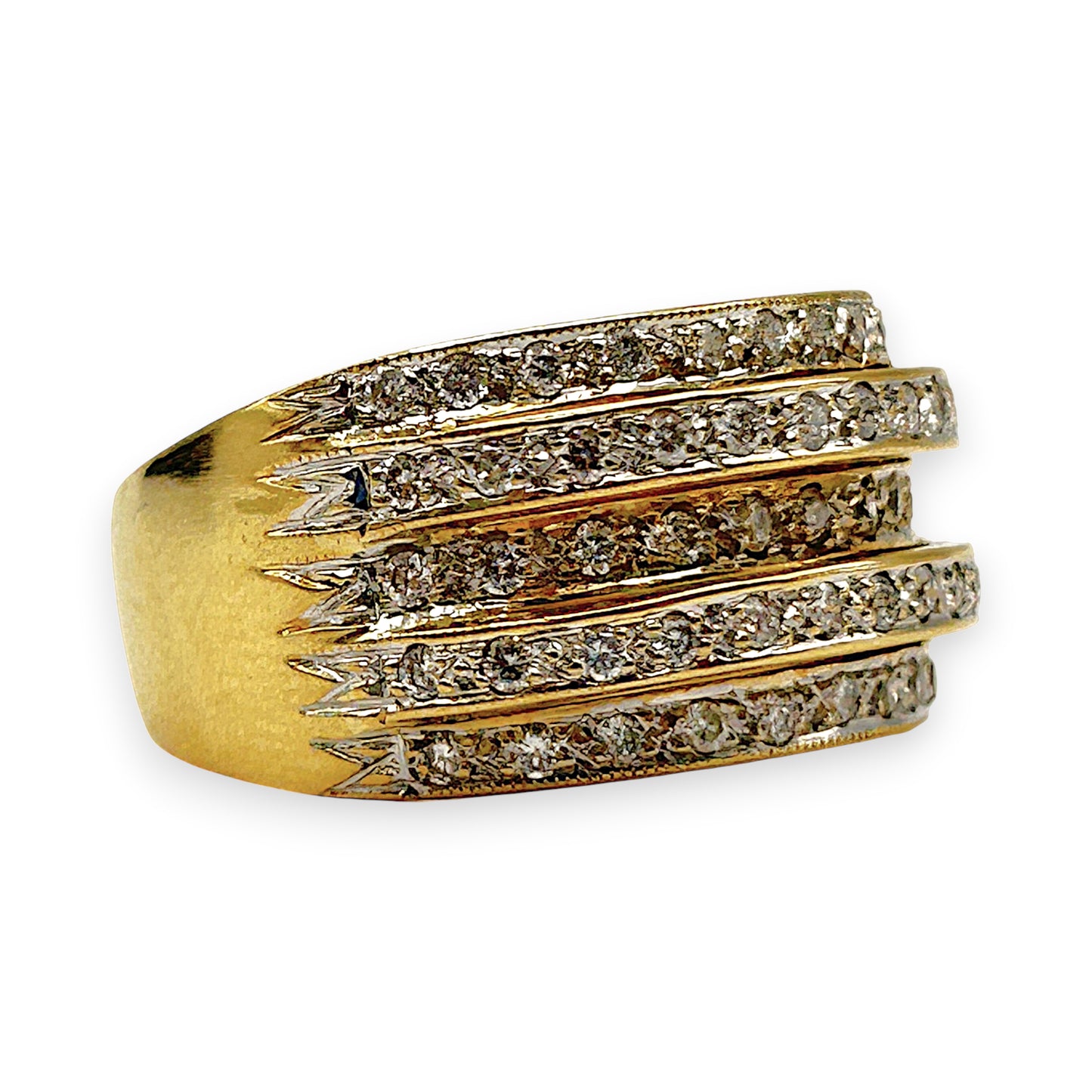 GOLD DEAL | 18kt Gold Multi‑Row Diamond Ring Valuation $6,890 TDW 0.710ct.