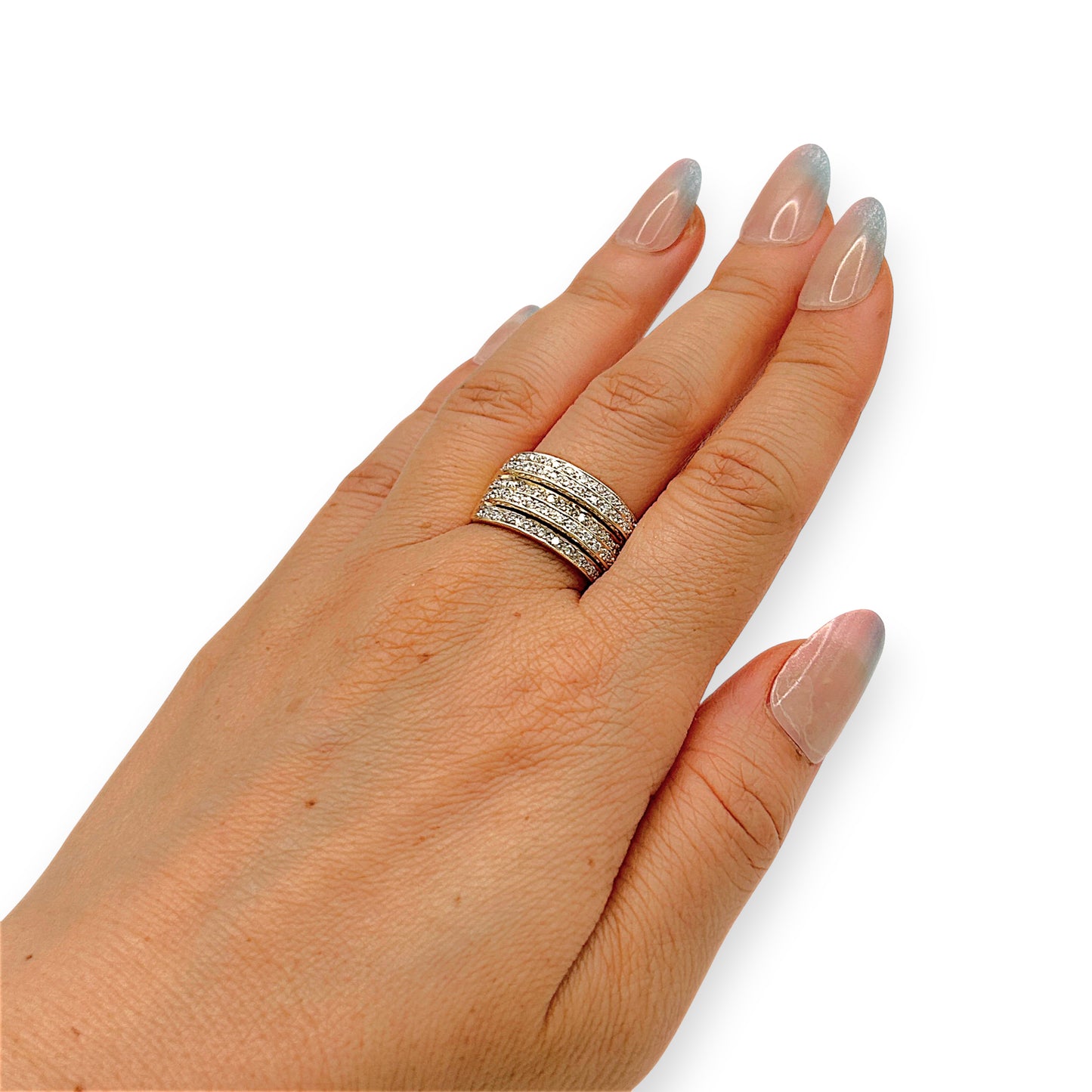 GOLD DEAL | 18kt Gold Multi‑Row Diamond Ring Valuation $6,890 TDW 0.710ct.