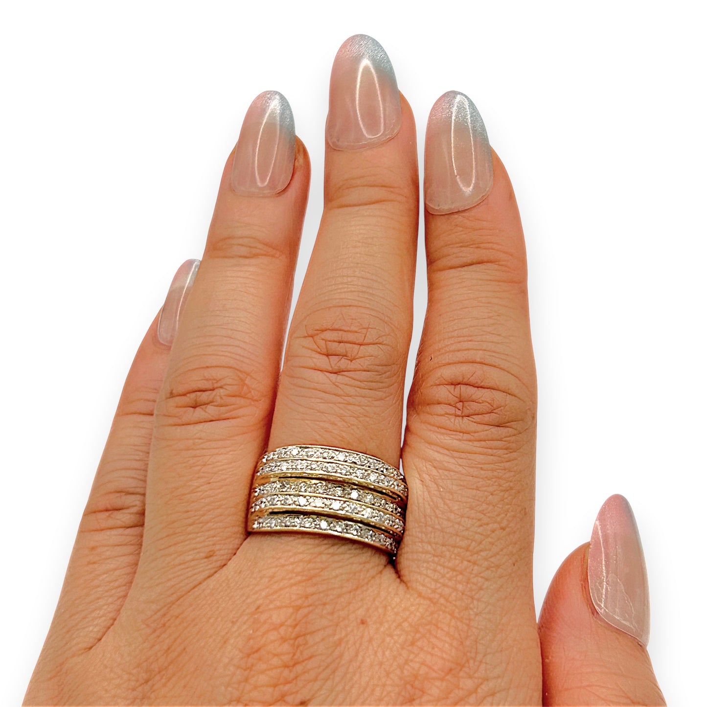 GOLD DEAL | 18kt Gold Multi‑Row Diamond Ring Valuation $6,890 TDW 0.710ct.