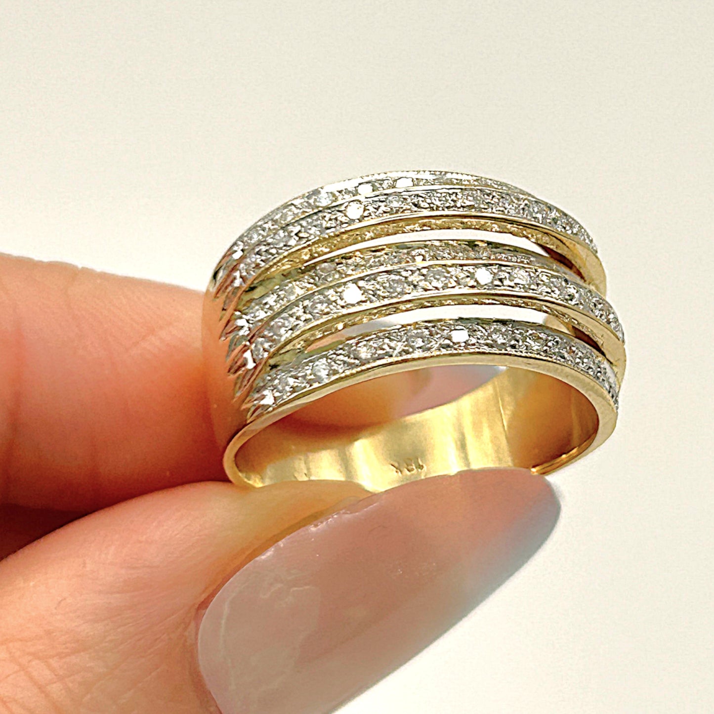 GOLD DEAL | 18kt Gold Multi‑Row Diamond Ring Valuation $6,890 TDW 0.710ct.