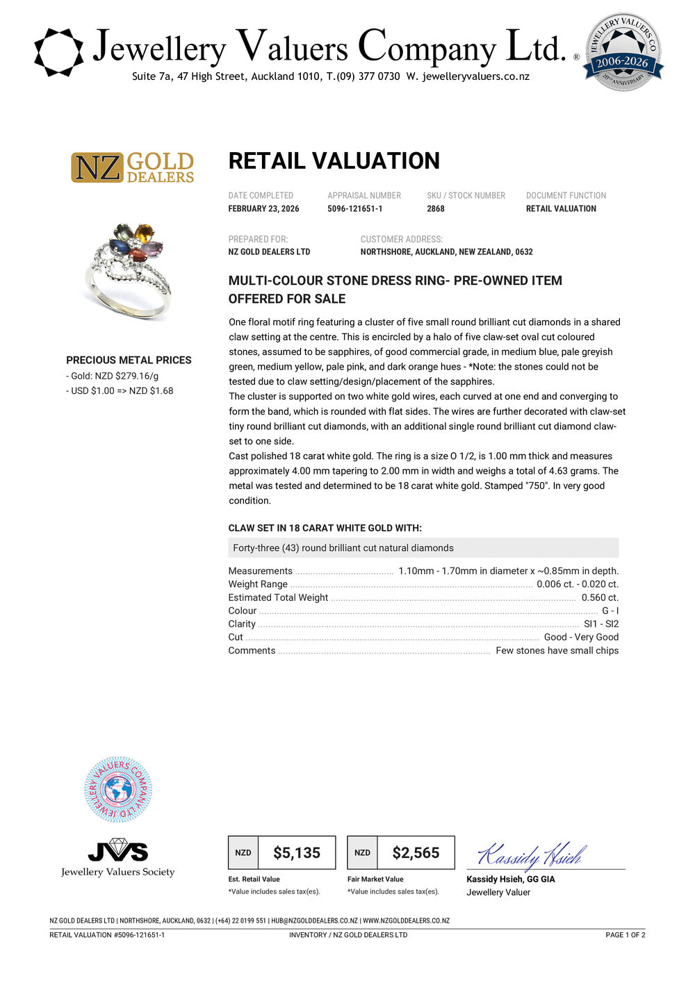 GOLD DEAL | 18kt Y/W Gold Eternal Petal Harmony Ring Valuation $5,135