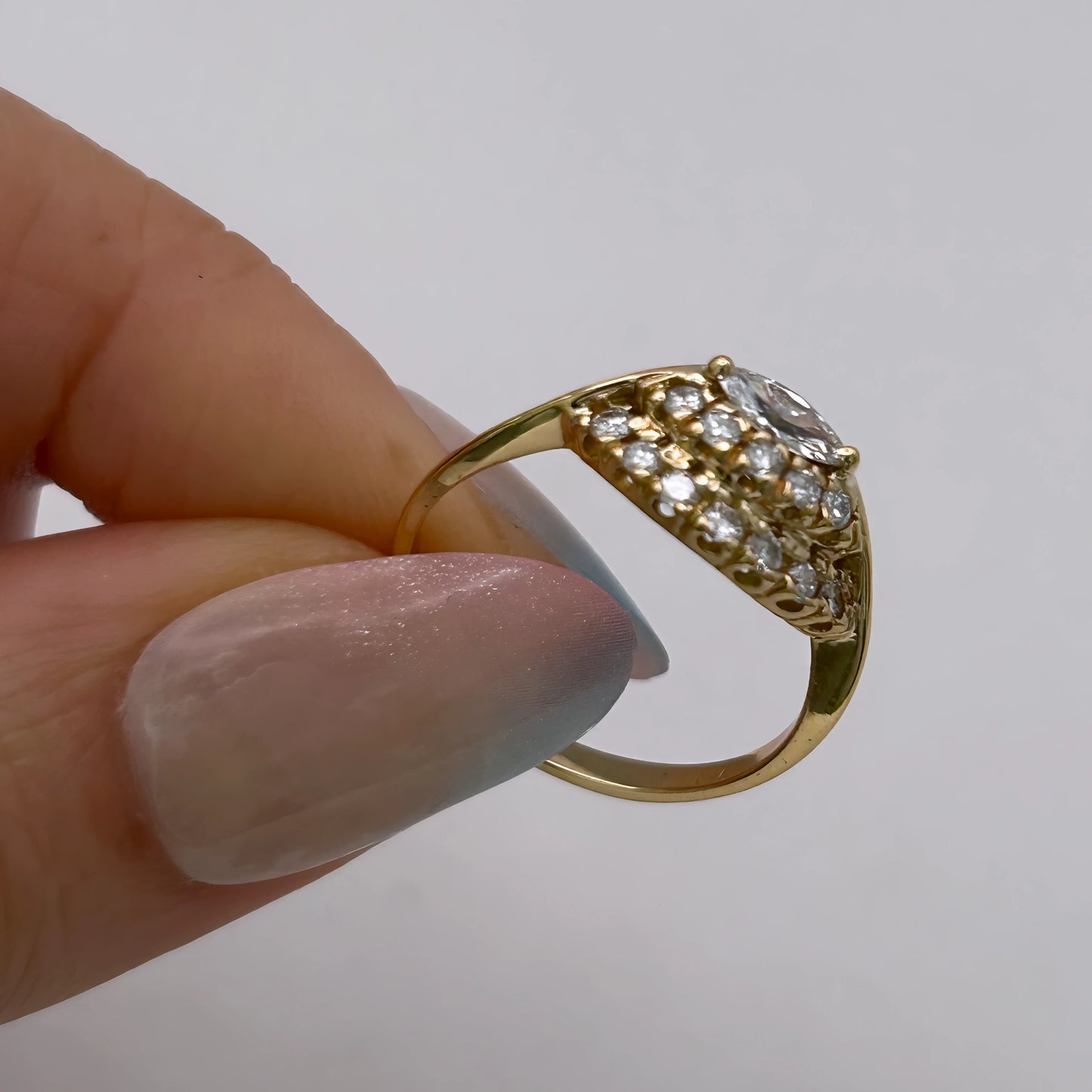 NZGD | 18ct Gold Radiant Marquise Cluster Ring Valuation $4,700