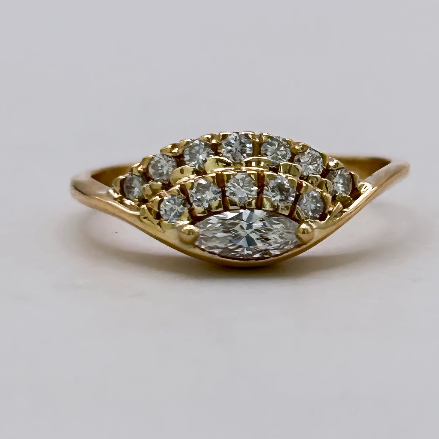 NZGD | 18ct Gold Radiant Marquise Cluster Ring Valuation $4,700