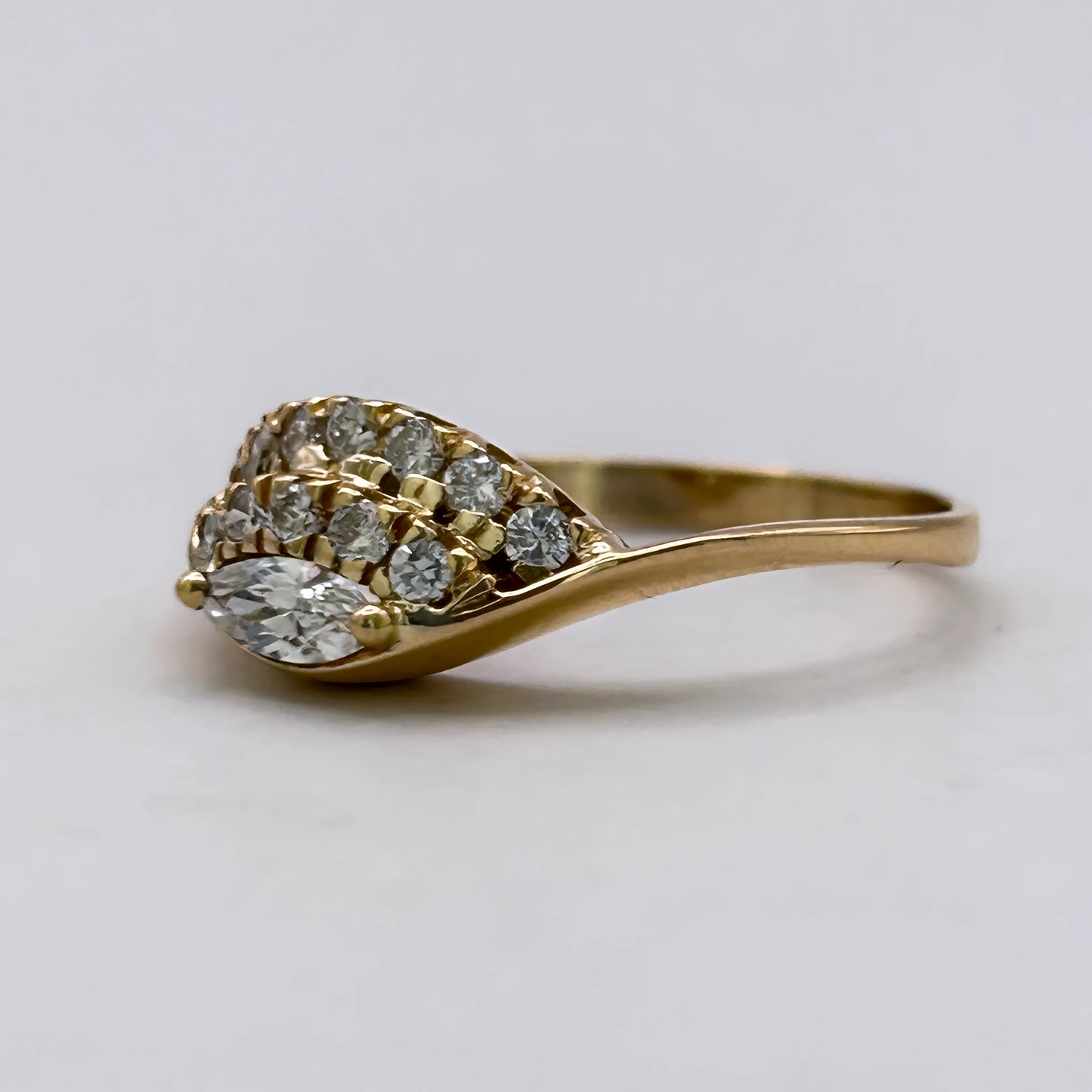 NZGD | 18ct Gold Radiant Marquise Cluster Ring Valuation $4,700