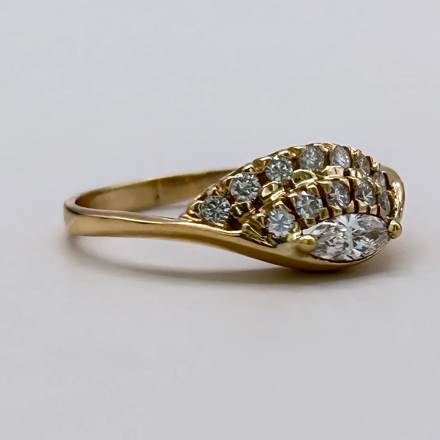 NZGD | 18ct Gold Radiant Marquise Cluster Ring Valuation $4,700
