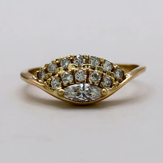 NZGD | 18ct Gold Radiant Marquise Cluster Ring Valuation $4,700