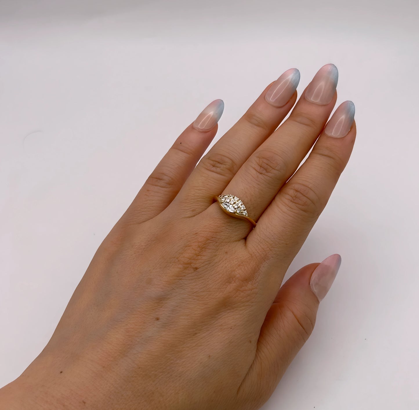 NZGD | 18ct Gold Radiant Marquise Cluster Ring Valuation $4,700