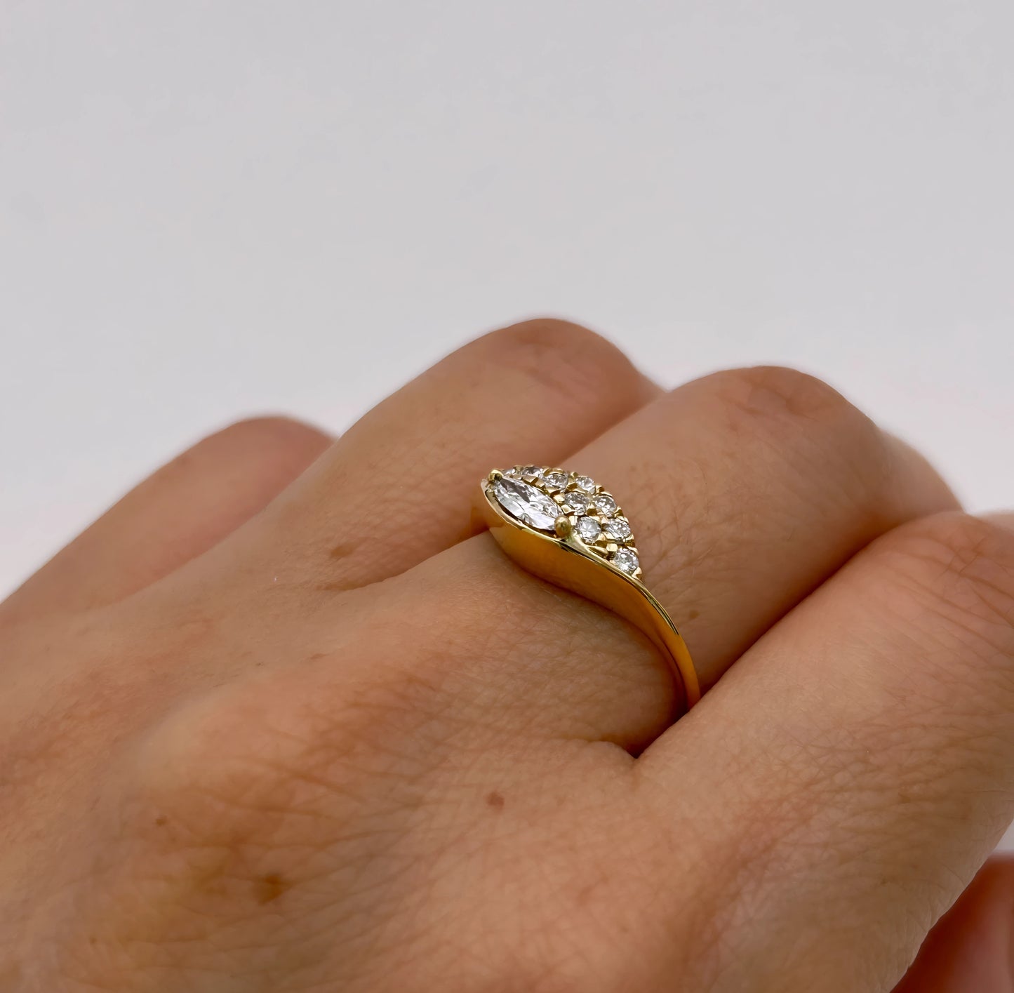 NZGD | 18ct Gold Radiant Marquise Cluster Ring Valuation $4,700