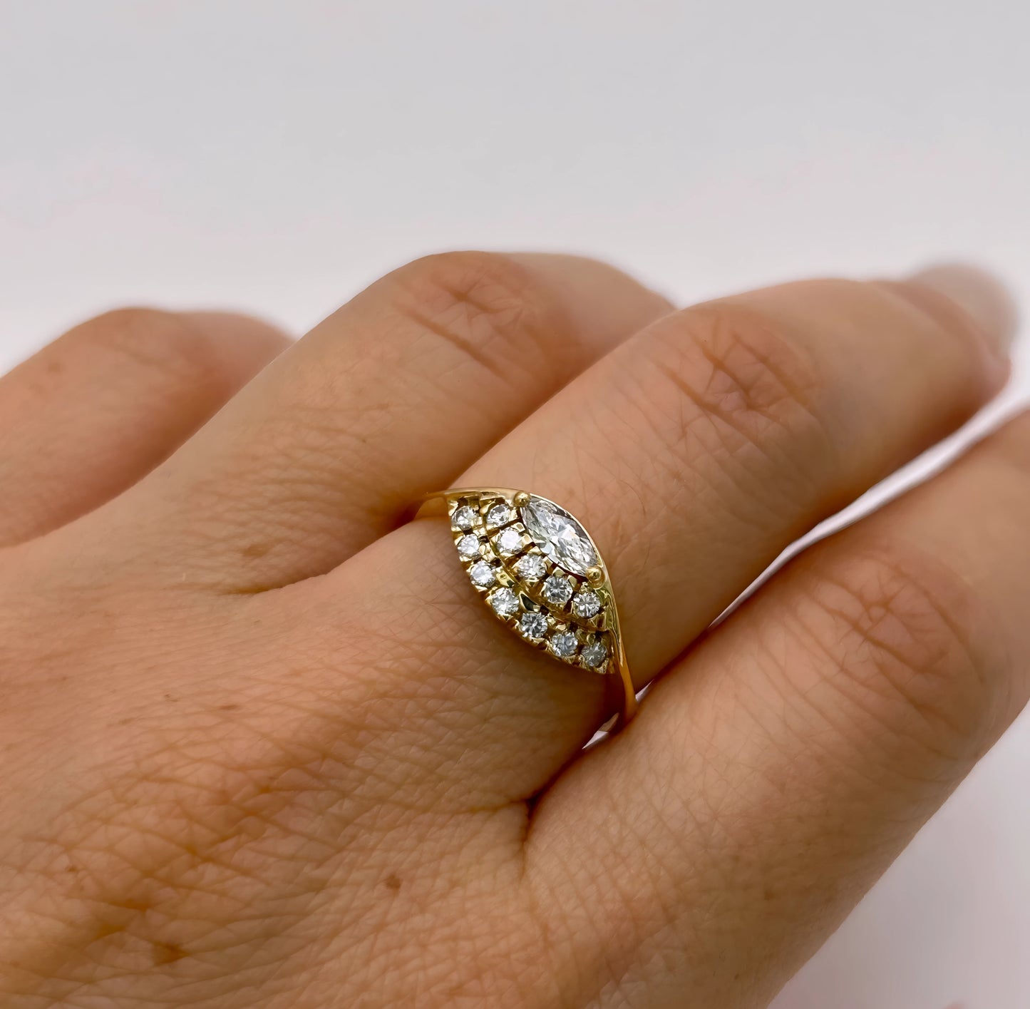 NZGD | 18ct Gold Radiant Marquise Cluster Ring Valuation $4,700