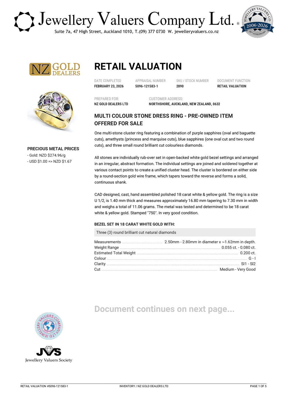 GOLD DEAL | 18kt Y/W Gold Majestic Radiance Ring Valuation $9,250