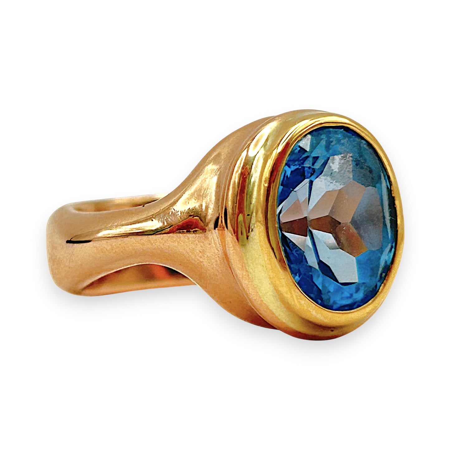 GOLD DEAL | 18kt & 9kt Y/R Gold Aurora Blue Sovereign Ring Valuation $5,700