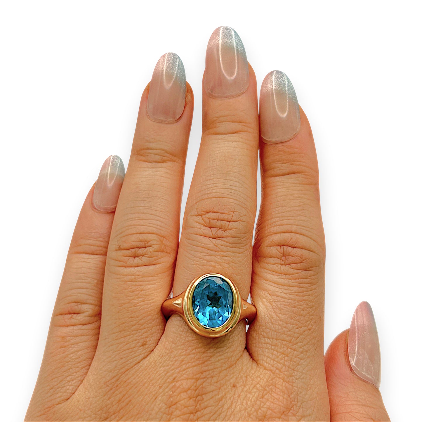 GOLD DEAL | 18kt & 9kt Y/R Gold Aurora Blue Sovereign Ring Valuation $5,700