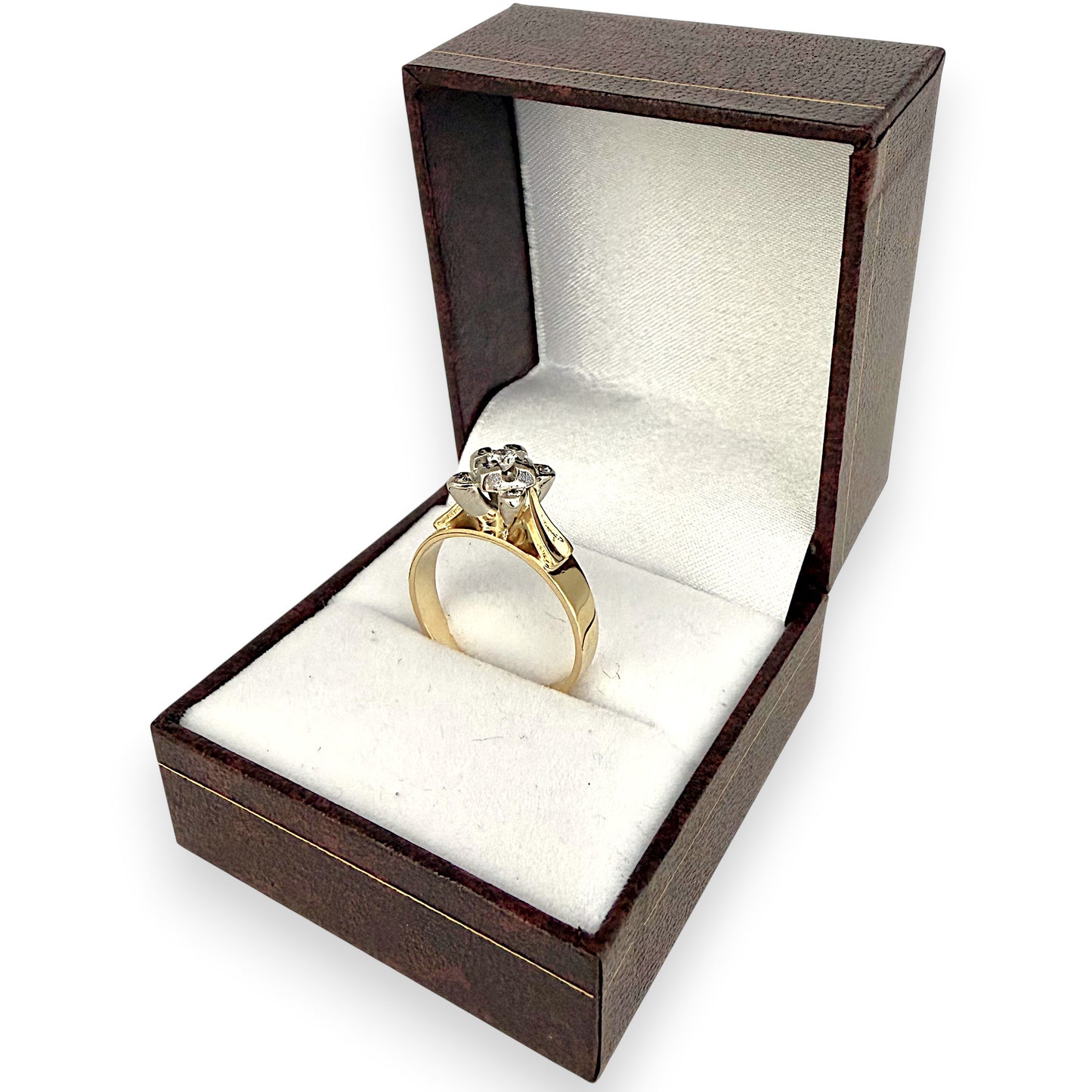 NZGD | 18ct Gold Crown of Petals Diamond Ring Size N