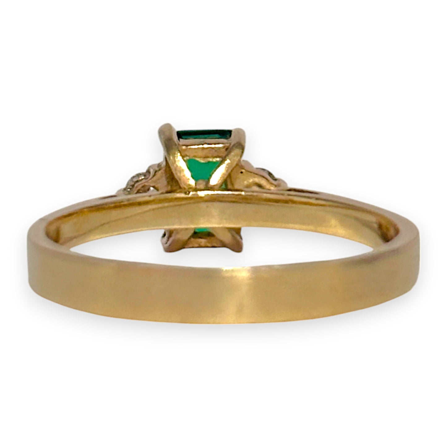 9ct Gold Emerald & Diamonds Ring, Size L. R # 293