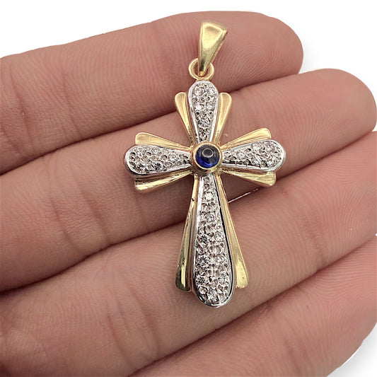 NZGD | 18kt Y/W Gold Eternal Spark Cross Pendant 37.2mm