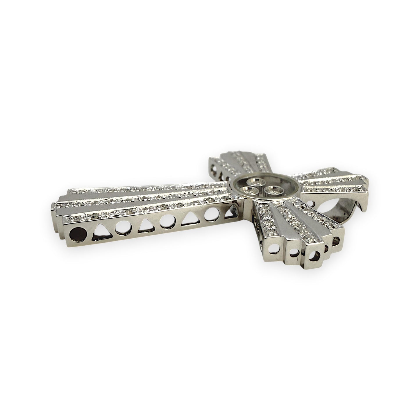 NZGD | 18ct White Gold Lumière Trinity Cross Pendant 39.3mm