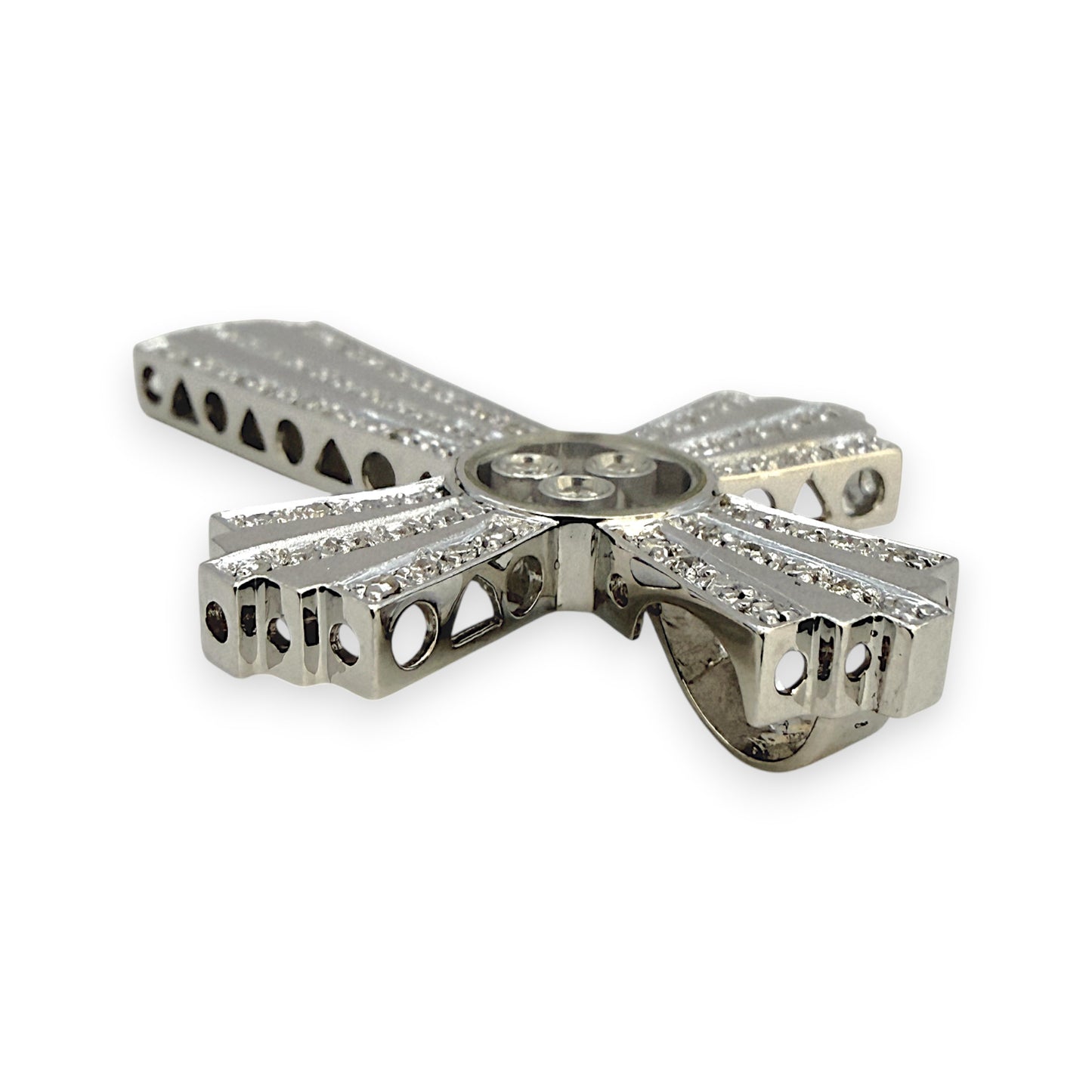 NZGD | 18ct White Gold Lumière Trinity Cross Pendant 39.3mm