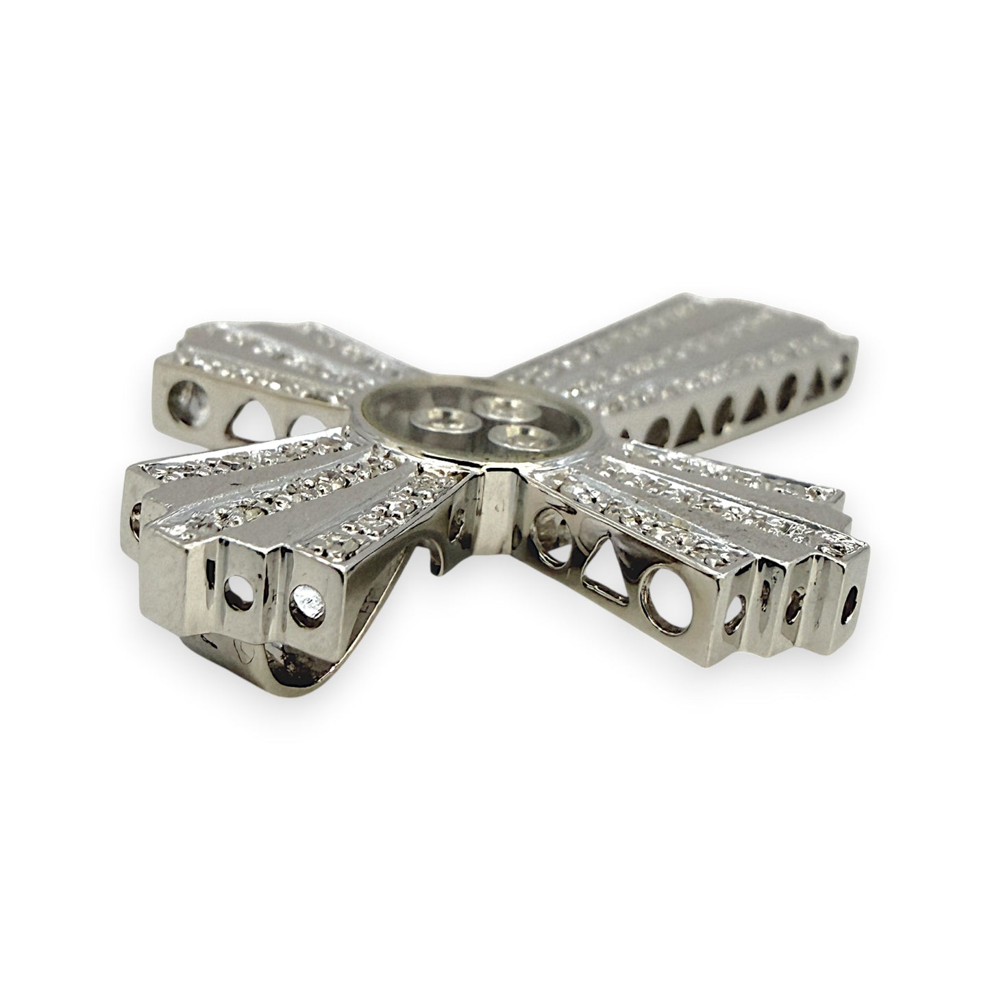 NZGD | 18ct White Gold Lumière Trinity Cross Pendant 39.3mm