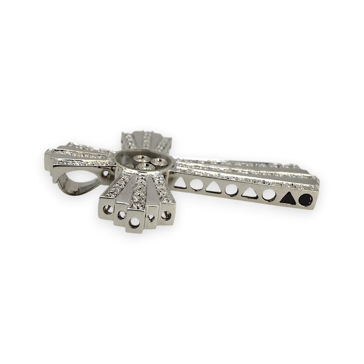 NZGD | 18ct White Gold Lumière Trinity Cross Pendant 39.3mm