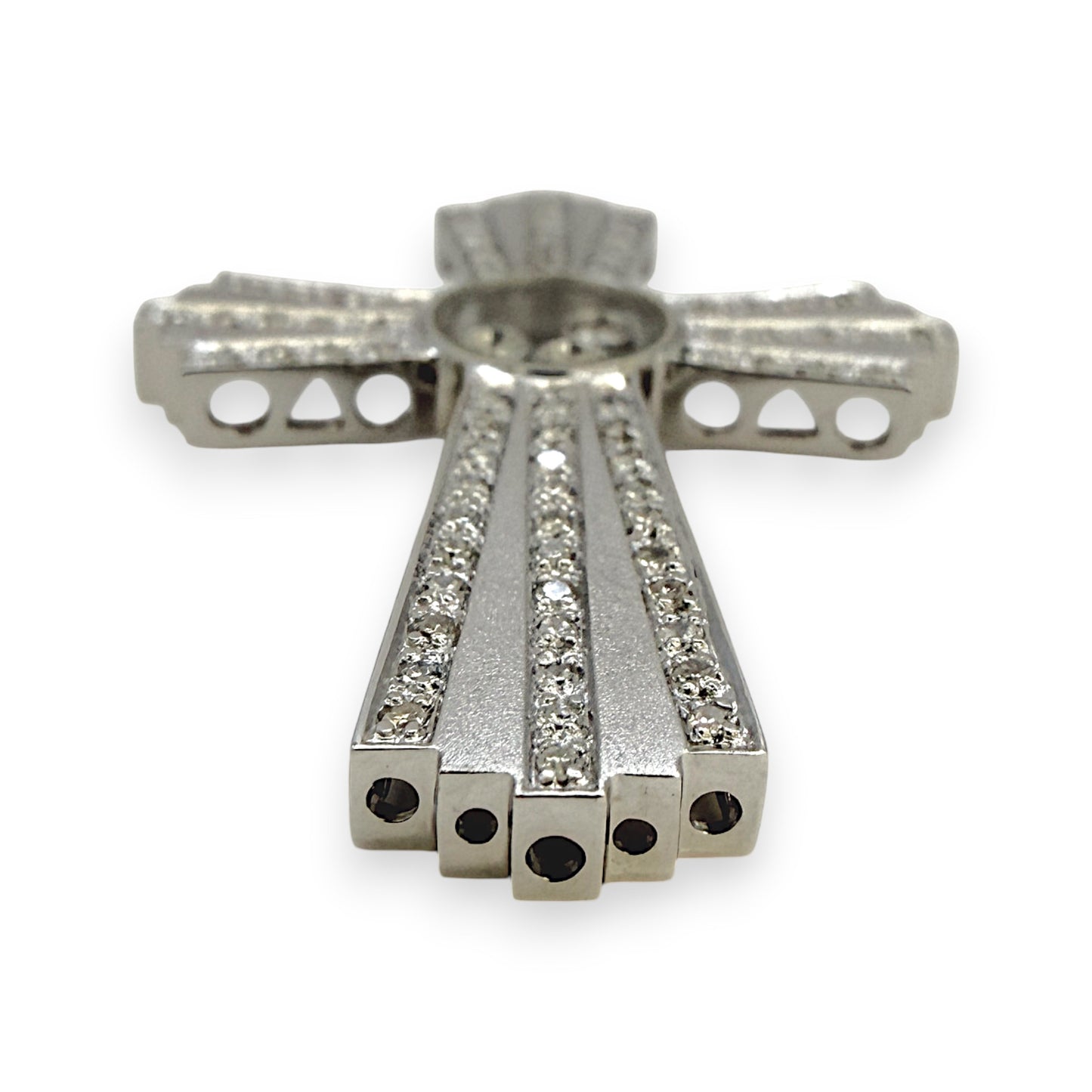 NZGD | 18ct White Gold Lumière Trinity Cross Pendant 39.3mm
