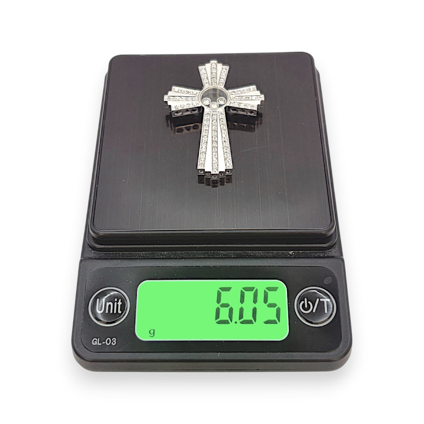 NZGD | 18ct White Gold Lumière Trinity Cross Pendant 39.3mm