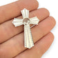 NZGD | 18ct White Gold Lumière Trinity Cross Pendant 39.3mm