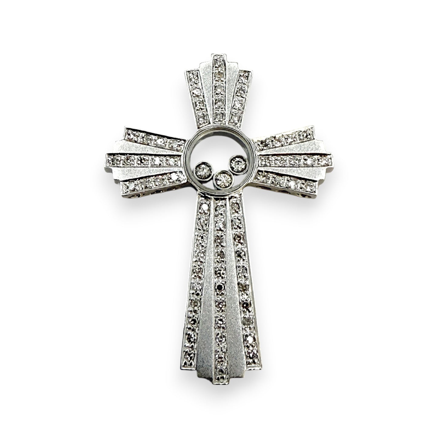 NZGD | 18ct White Gold Lumière Trinity Cross Pendant 39.3mm