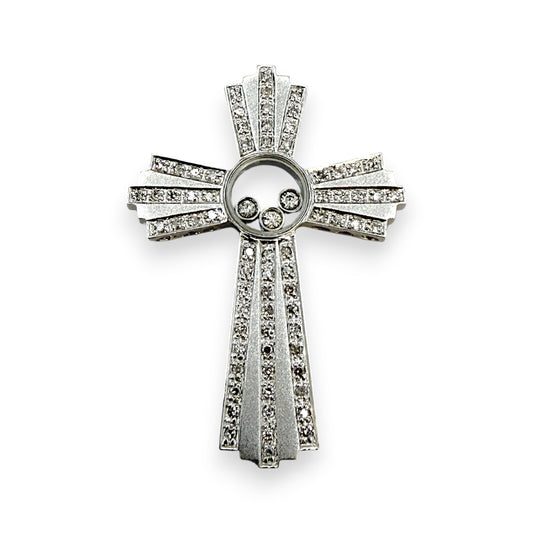 NZGD | 18ct White Gold Lumière Trinity Cross Pendant 39.3mm