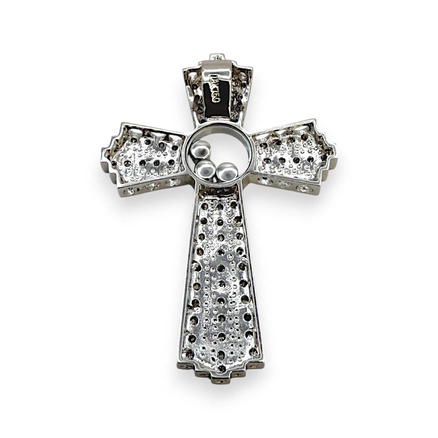 NZGD | 18ct White Gold Lumière Trinity Cross Pendant 39.3mm