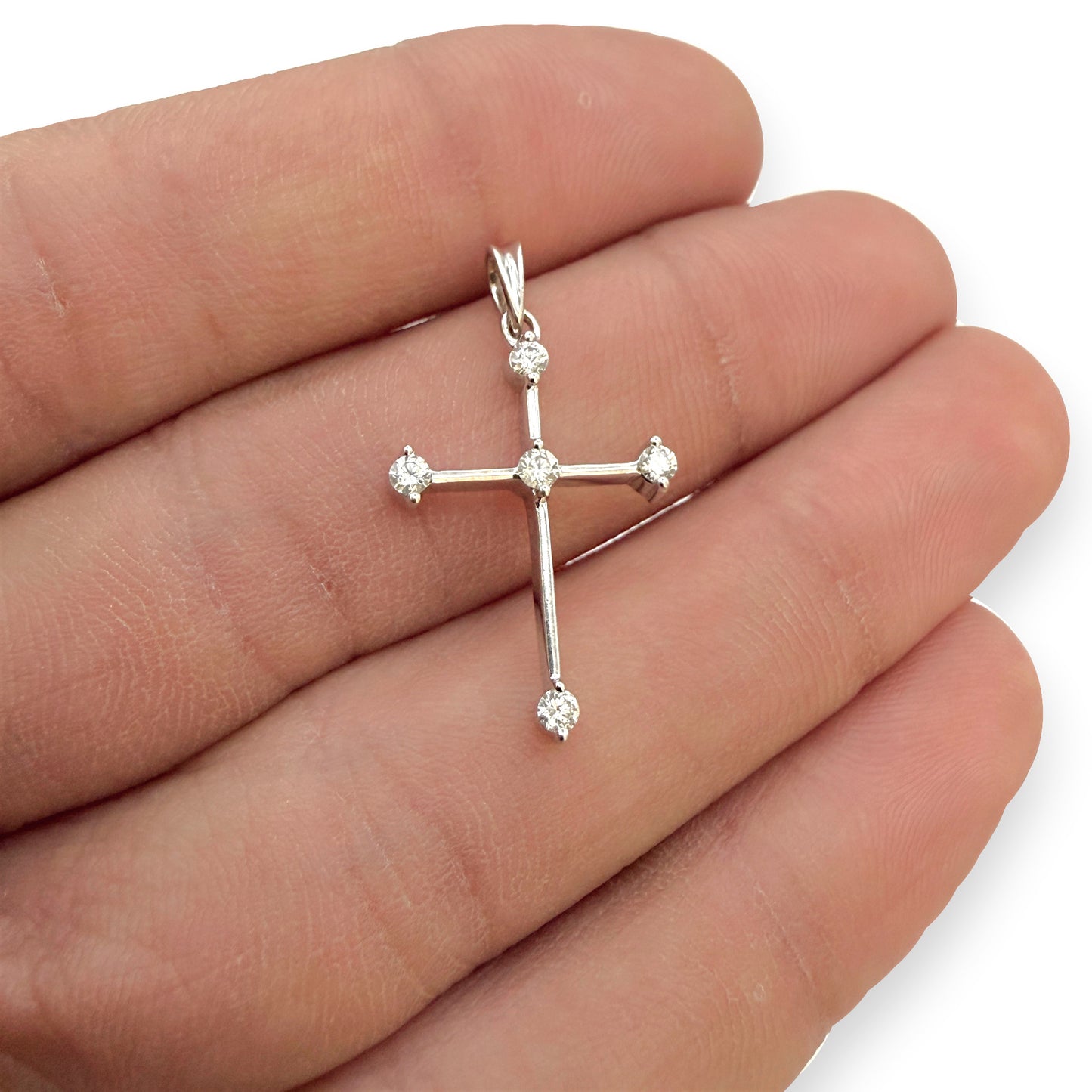 NZGD | 18ct Whtie Gold Trinity Diamond Cross 24.7mm