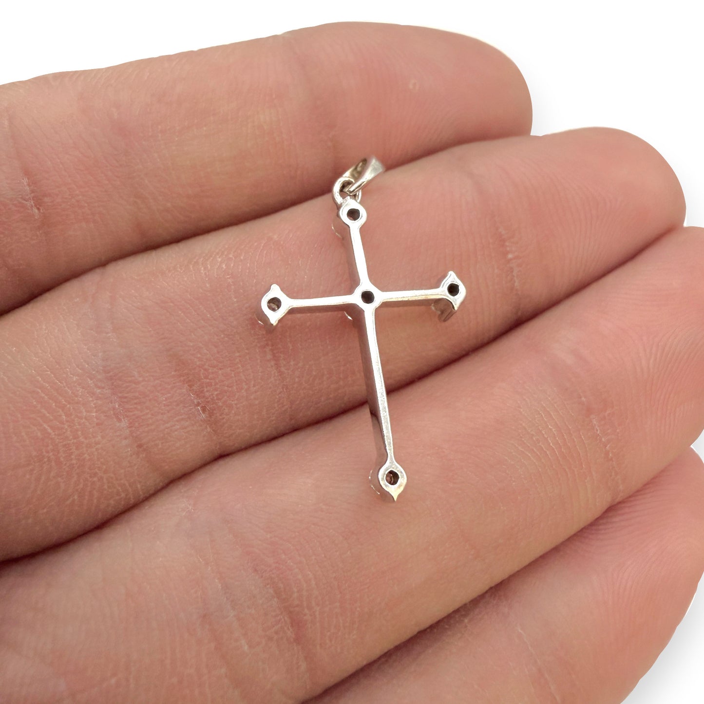 NZGD | 18ct Whtie Gold Trinity Diamond Cross 24.7mm