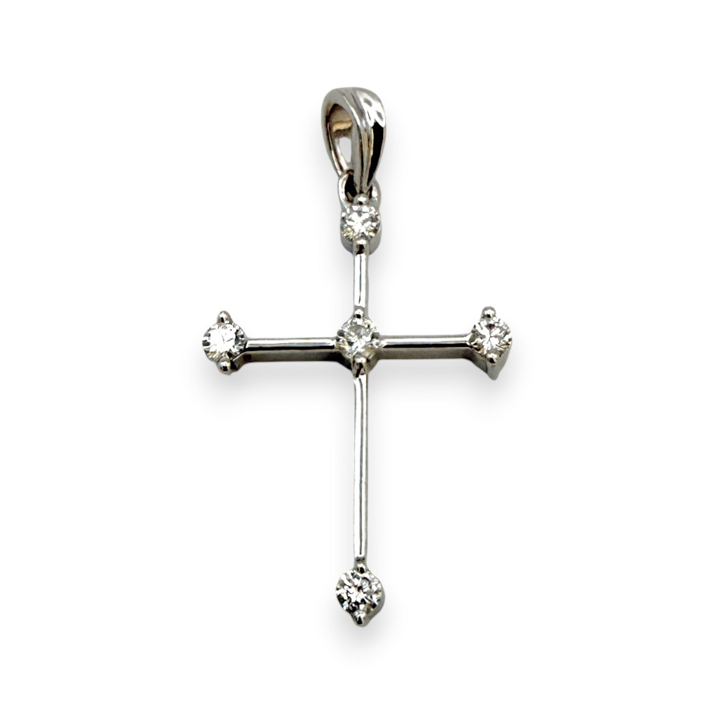 NZGD | 18ct Whtie Gold Trinity Diamond Cross 24.7mm
