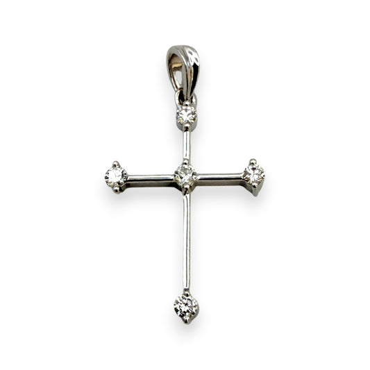 NZGD | 18ct Whtie Gold Trinity Diamond Cross 24.7mm