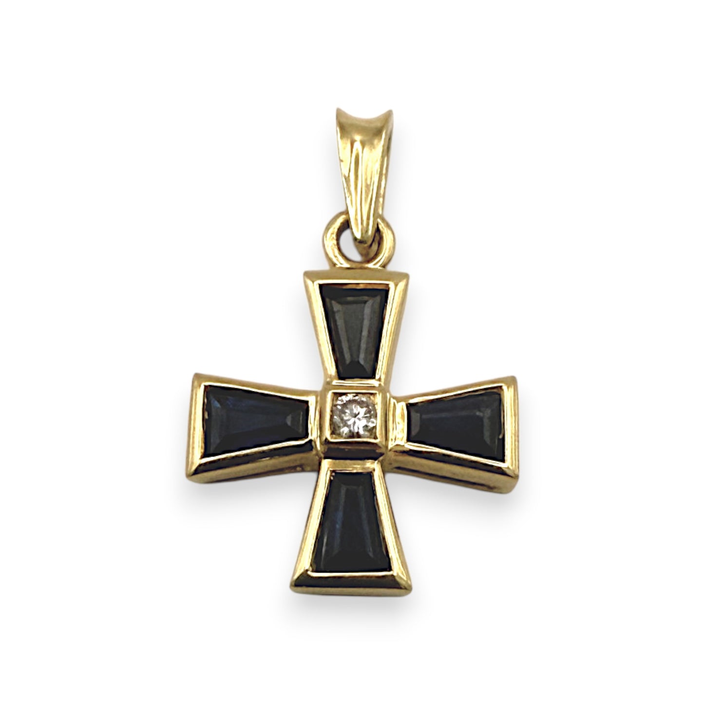 NZGD | 18ct Gold Regal Sapphire Cross Pendant 18.8mm