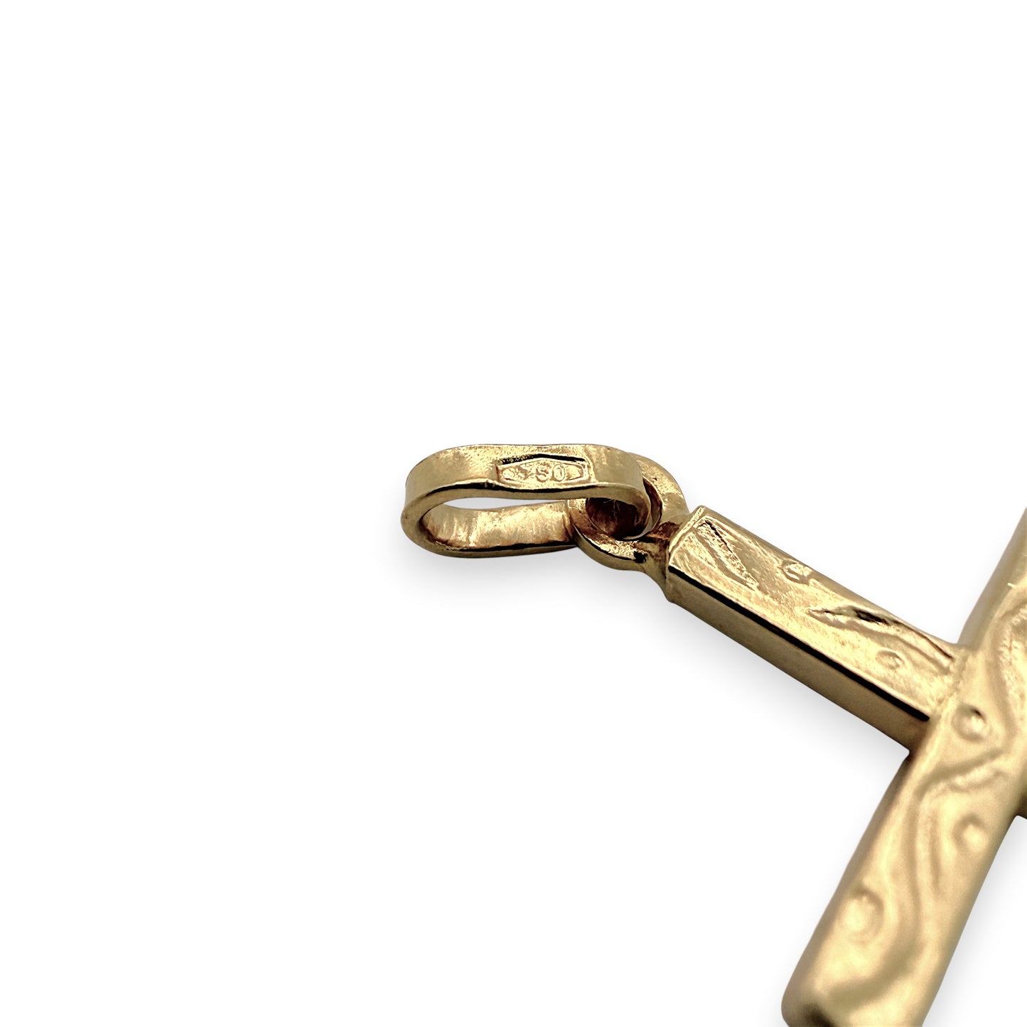 NZGD | 18ct Gold Artisan Textured Cross 30.8mm