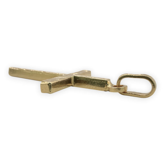 NZGD | 18ct Gold Artisan Textured Cross 30.8mm