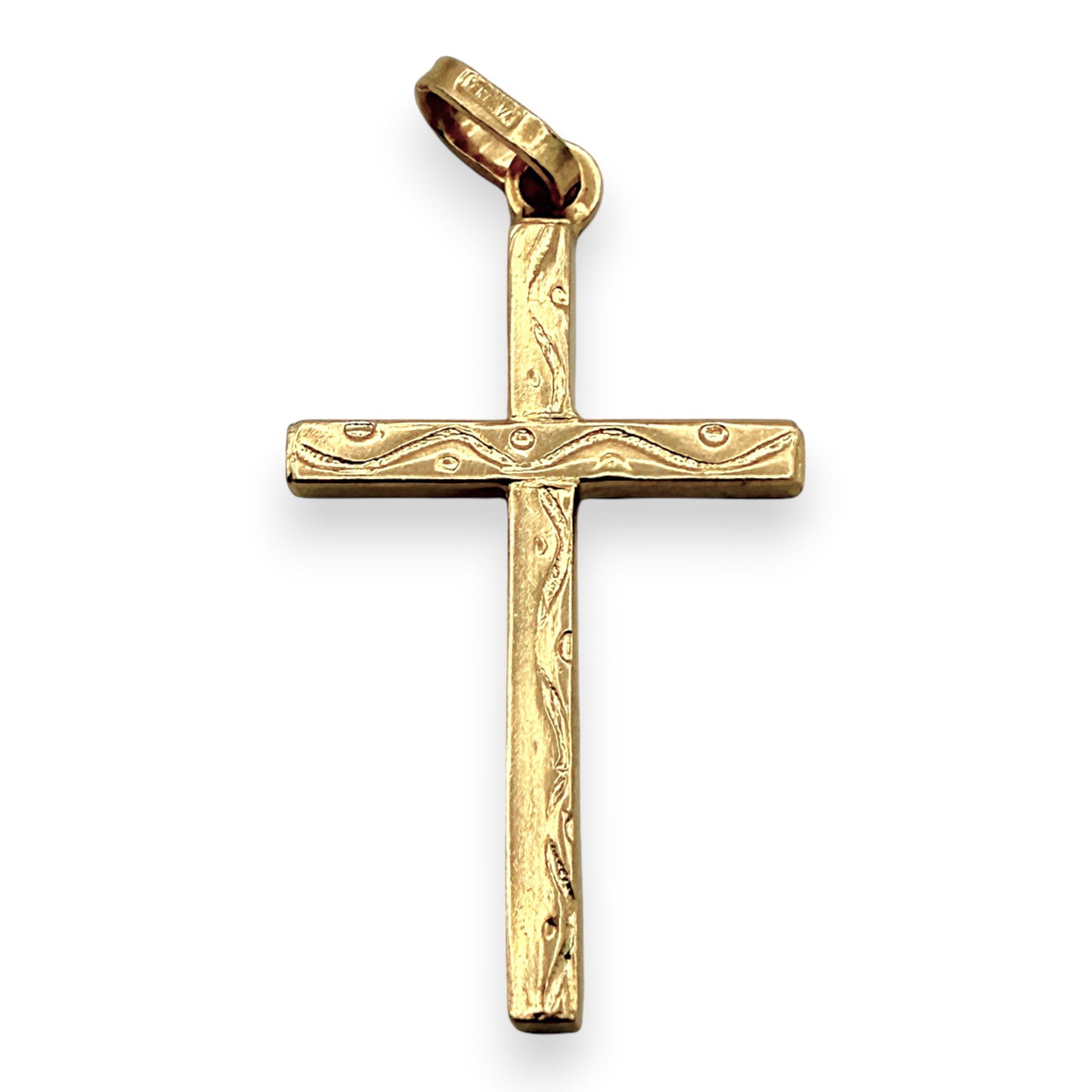 NZGD | 18ct Gold Artisan Textured Cross 30.8mm