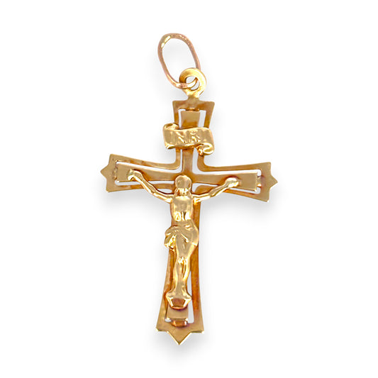 9ct Gold Crucifix Flat Cross Pendant. R # 301