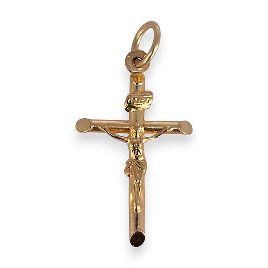 9ct Gold Crucifix Rounded Cross Pendant. R # 302