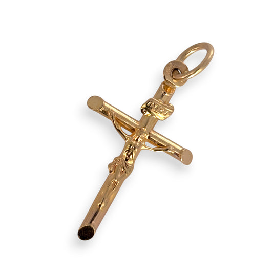 9ct Gold Crucifix Rounded Cross Pendant. R # 302