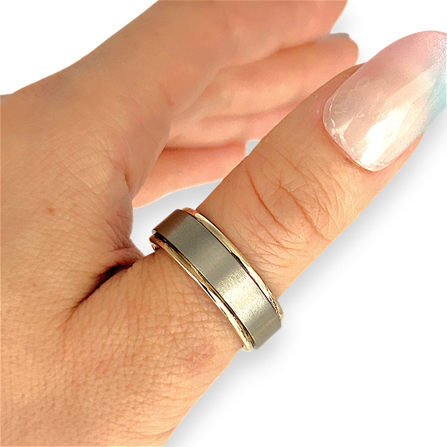 GOLD DEAL | 9ct Yellow & White Gold Solid Plain Band Size W