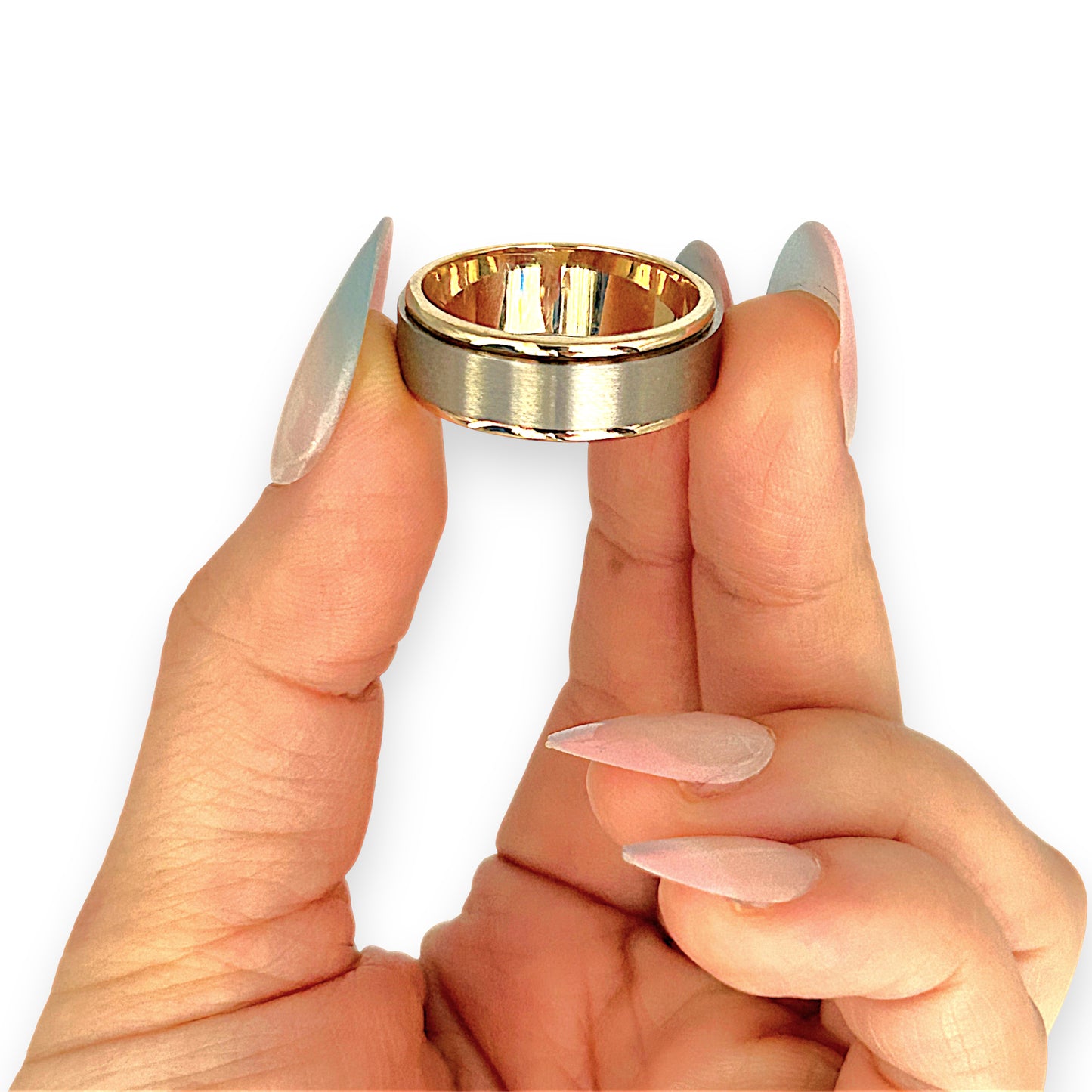 GOLD DEAL | 9ct Yellow & White Gold Solid Plain Band Size W