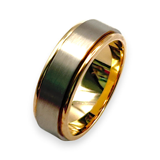 GOLD DEAL | FLASH SALE 9ct Yellow & White Gold Solid Plain Band Size W