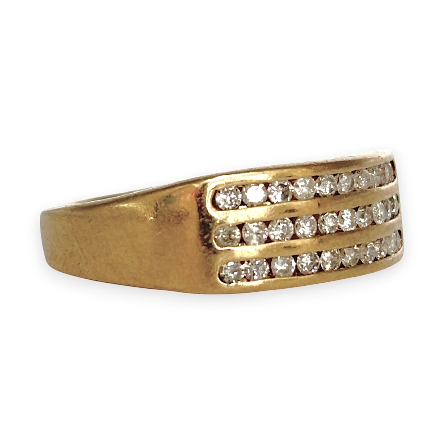 9ct Gold Channel Set Diamond Ring Size S, Valuation $2,850. R # 312