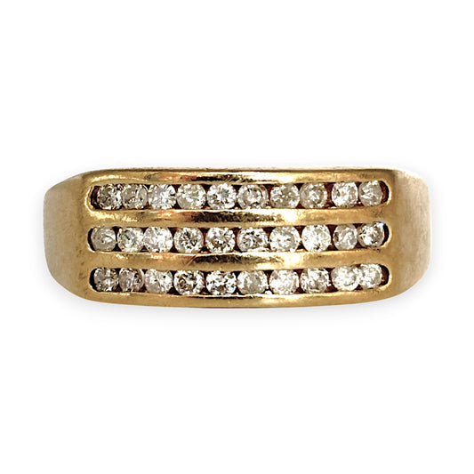 9ct Gold Channel Set Diamond Ring Size S, Valuation $2,850. R # 312