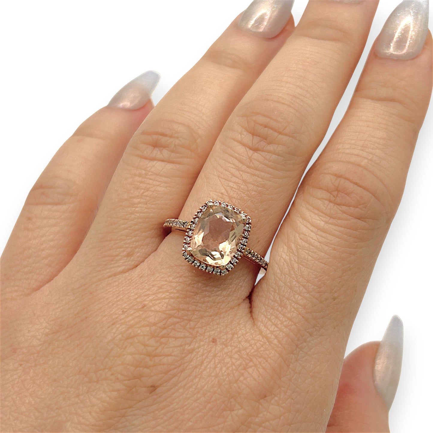 NZGD | 10ct Rose Gold Blush Petal Morganite Ring Size N 1/2
