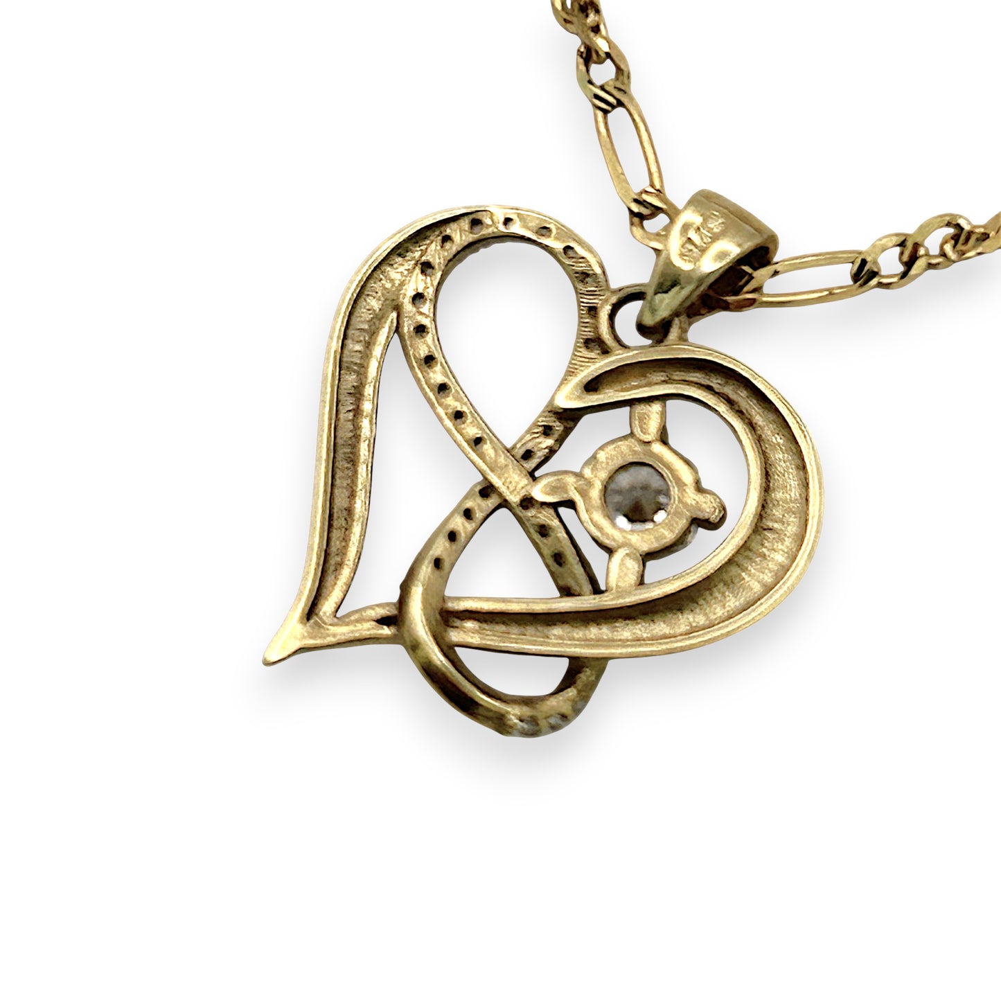 NZGD | 9ct Gold Lustre Heart Figaro Necklace 49cm