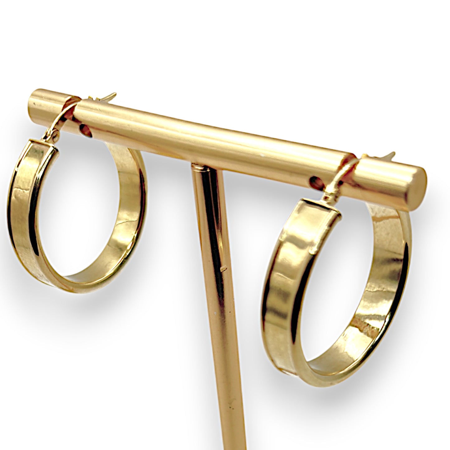 9ct Gold Wide Hoop Earrings R # 329