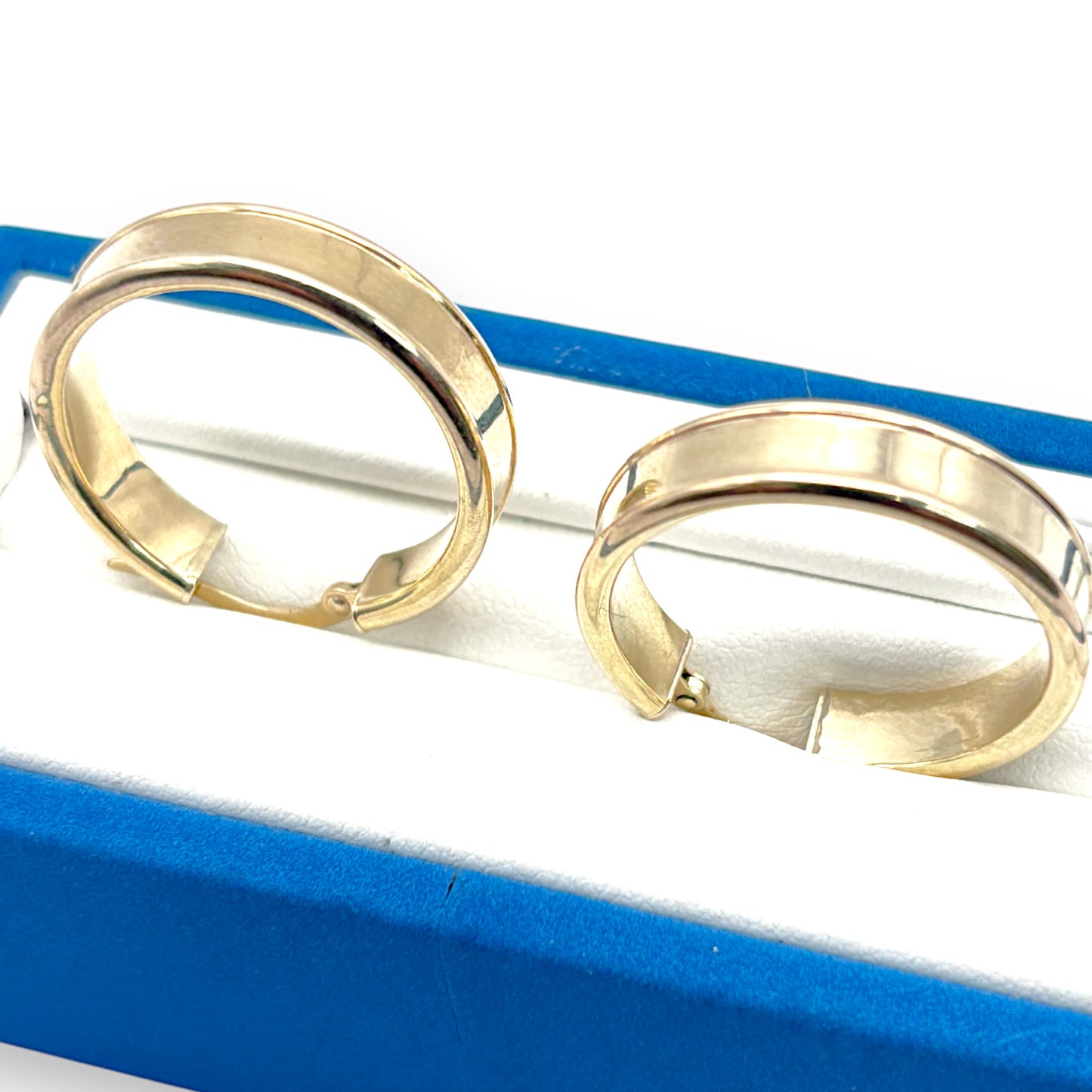 9ct Gold Wide Hoop Earrings R # 329